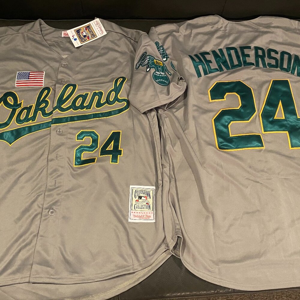 OAKLAND A's RICKEY HENDERSON Men's JERSEY M,L,XL,2X,3XL By Mitchell & Ness  NWT